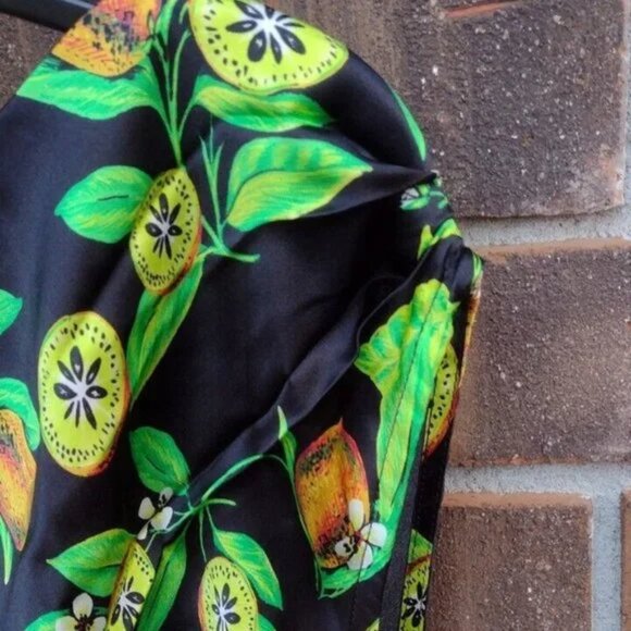 Cami NYC Darby Silk Charmeuse Bodysuit One Shoulder Kiwi Print Black L NWOT - Picture 5 of 8